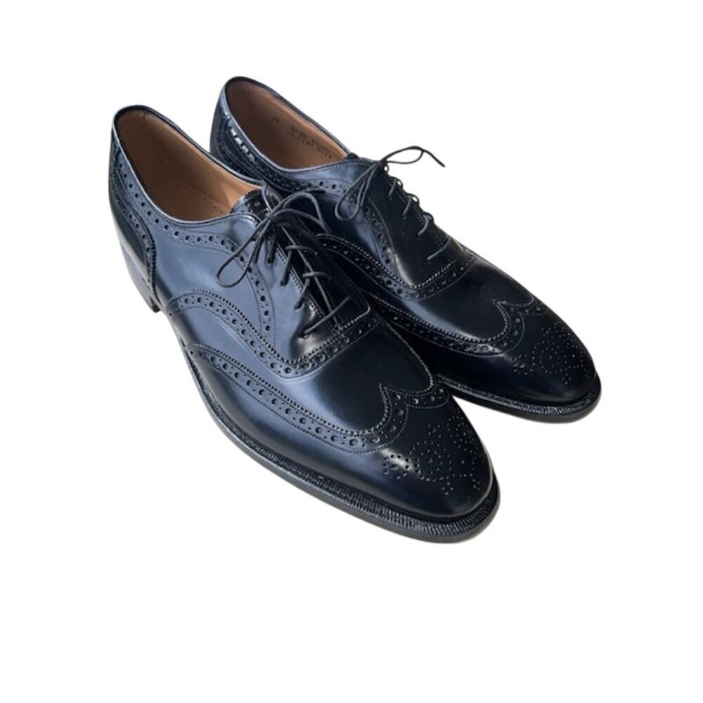Johnston & Murphy Heritage Men's 14 B/AA Black Leather Wingtip Shoes NWOB USA